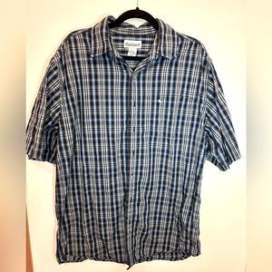 Men’s Carhartt Short Sleeve Button Down 
Blue Gray Black Plaid